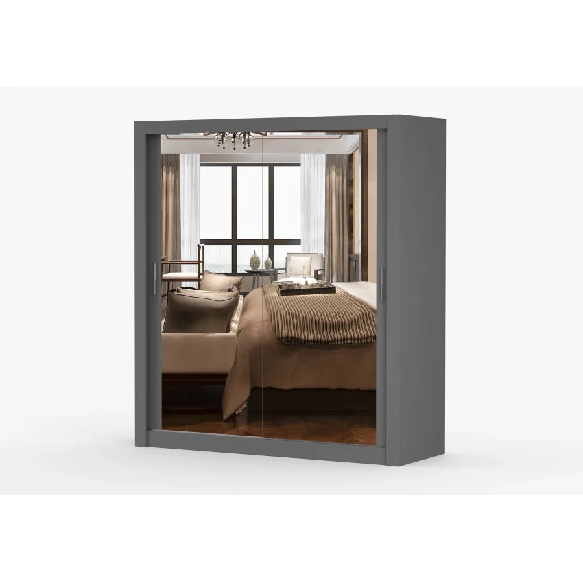 Dressing Milan, cu oglinda, 180x215x64 cm, gri