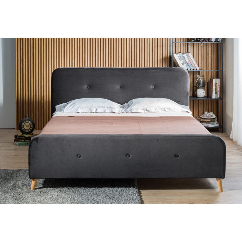 Pat Bergen cu somiera, 160x200 cm, gri