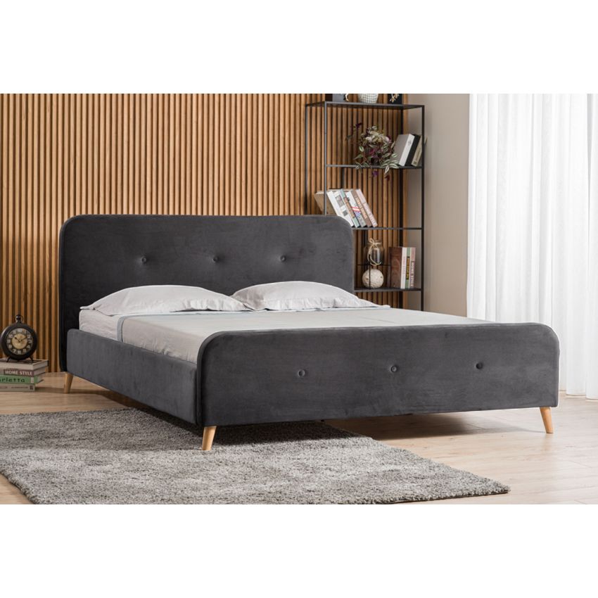 Pat Bergen cu somiera, 160x200 cm, gri