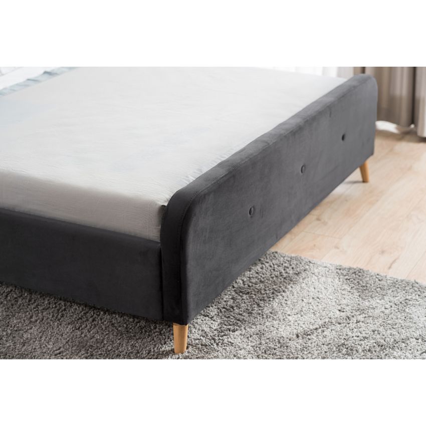 Pat Bergen cu somiera, 160x200 cm, gri