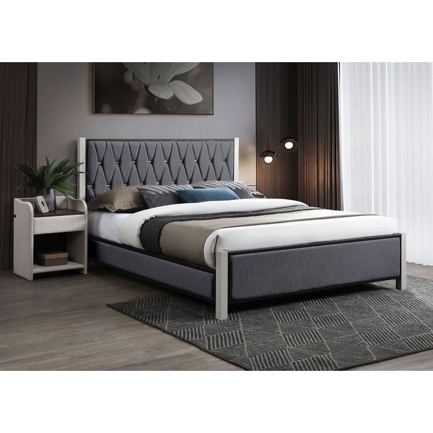 Pat 8888, 160x200 cm, tapitat, gri inchis