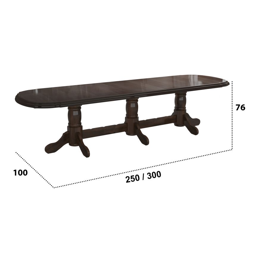 Masa extensibila 250-300x100 cm, Jork, lemn wenge