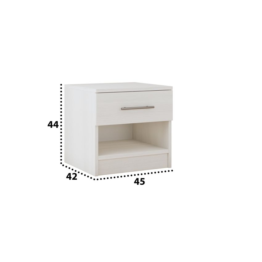 Set dormitor Cozy cappuccino, dulap Ina 150 cm Pin cu oglinda, noptiere Beta