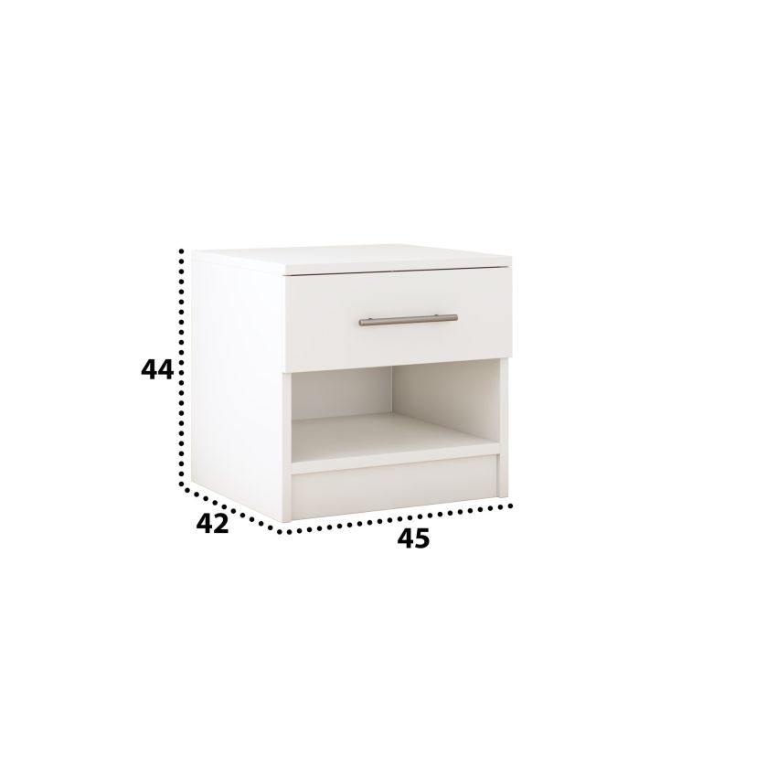 Set dormitor Cozy cappuccino, dulap Ina 150 cm Alb cu oglinda, noptiere Beta