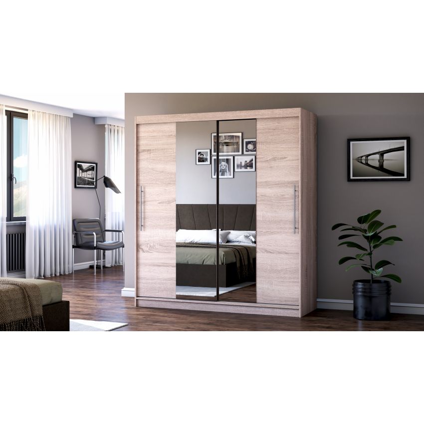 Dressing Radu cu oglinda, 180x200x61 cm, sonoma