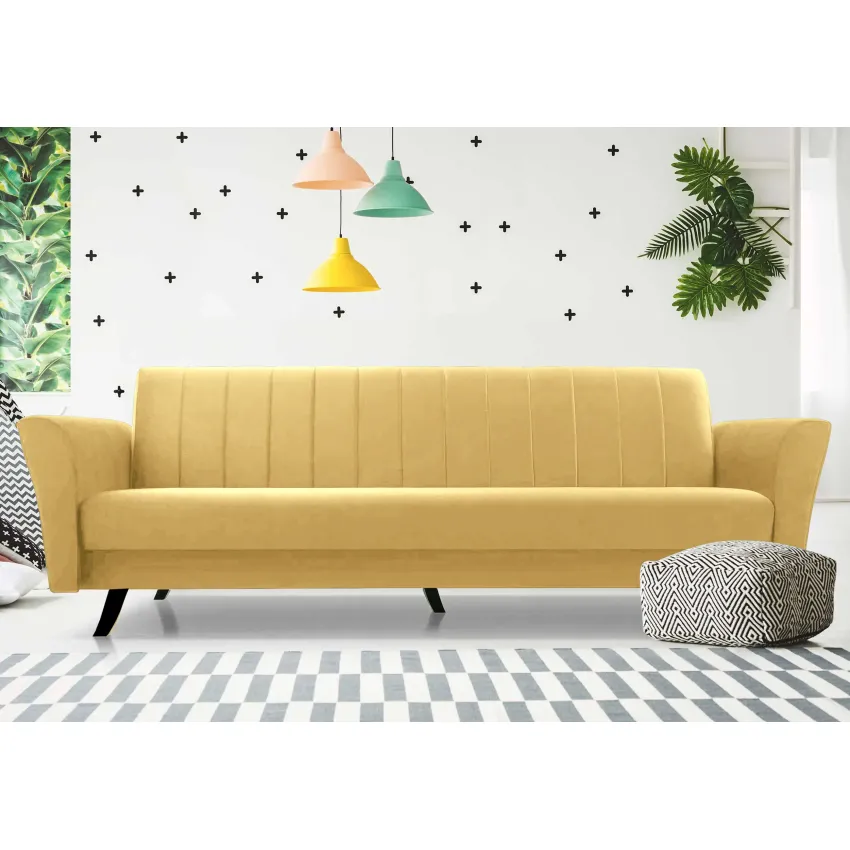 Canapea 3 locuri extensibila Linea, galben