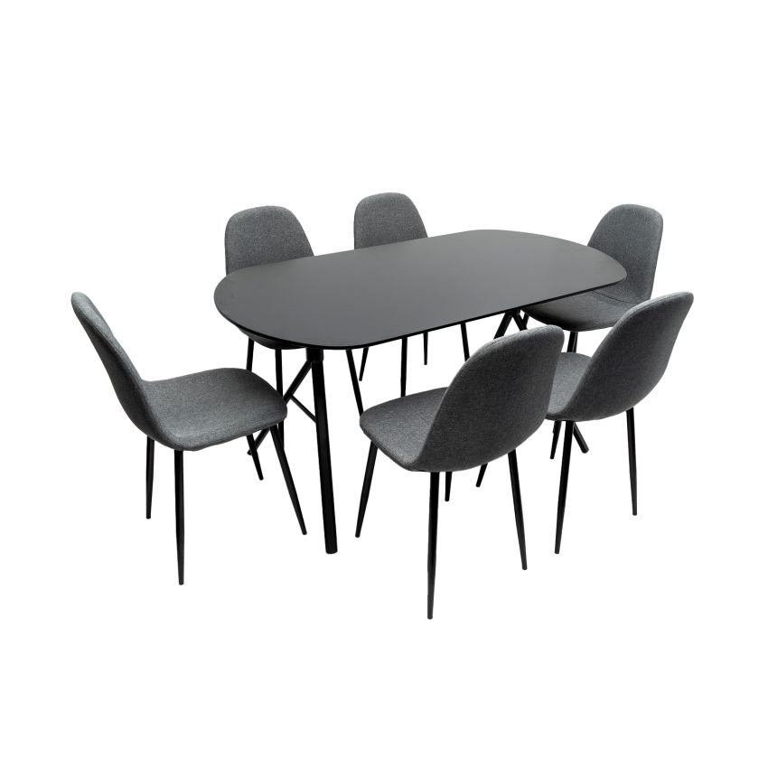 Set Masa cu 6 Scaune MBS-41, Gri, 150x75x80 cm