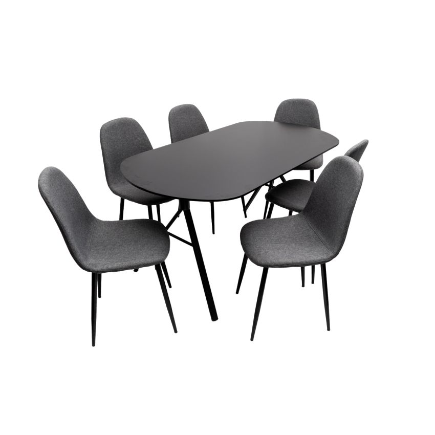 Set Masa cu 6 Scaune MBS-41, Gri, 150x75x80 cm