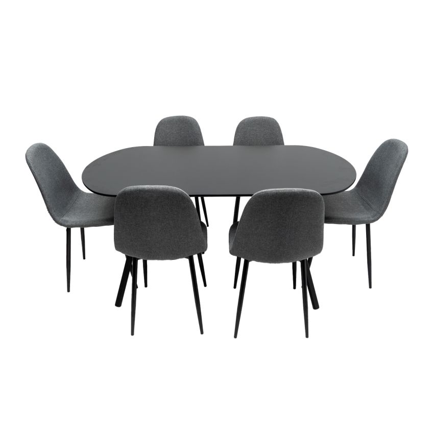Set Masa cu 6 Scaune MBS-41, Gri, 150x75x80 cm