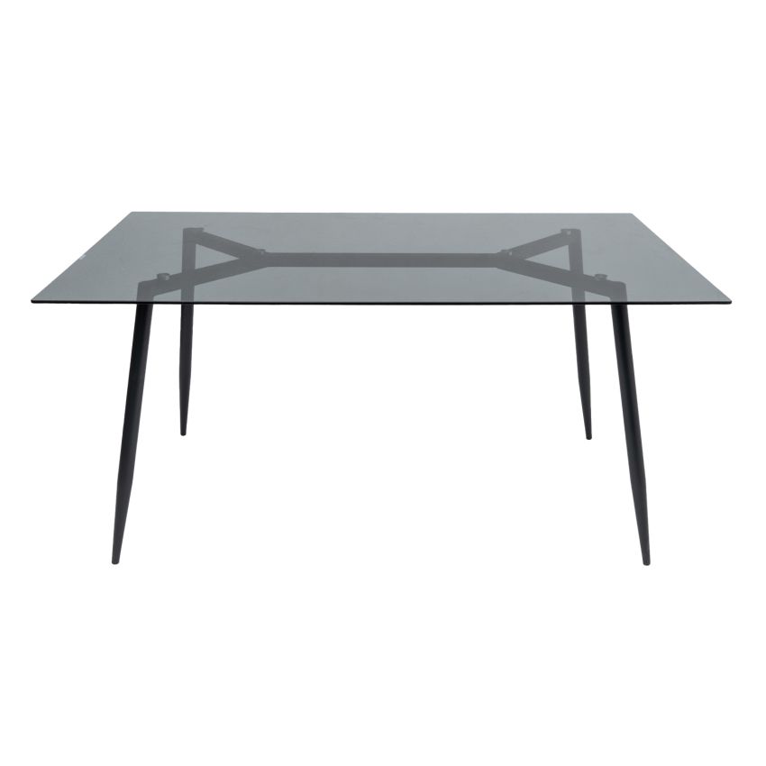 Set masa MBS-43 sticla, 150x80cm, cu 6 scaune tapitate bej