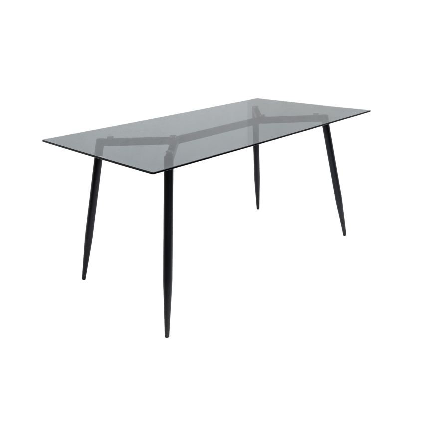 Set masa MBS-43 sticla, 150x80cm, cu 6 scaune tapitate bej