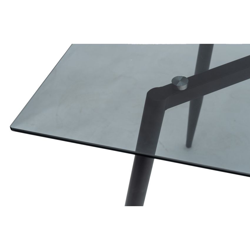 Set masa MBS-43 sticla, 150x80cm, cu 6 scaune tapitate bej