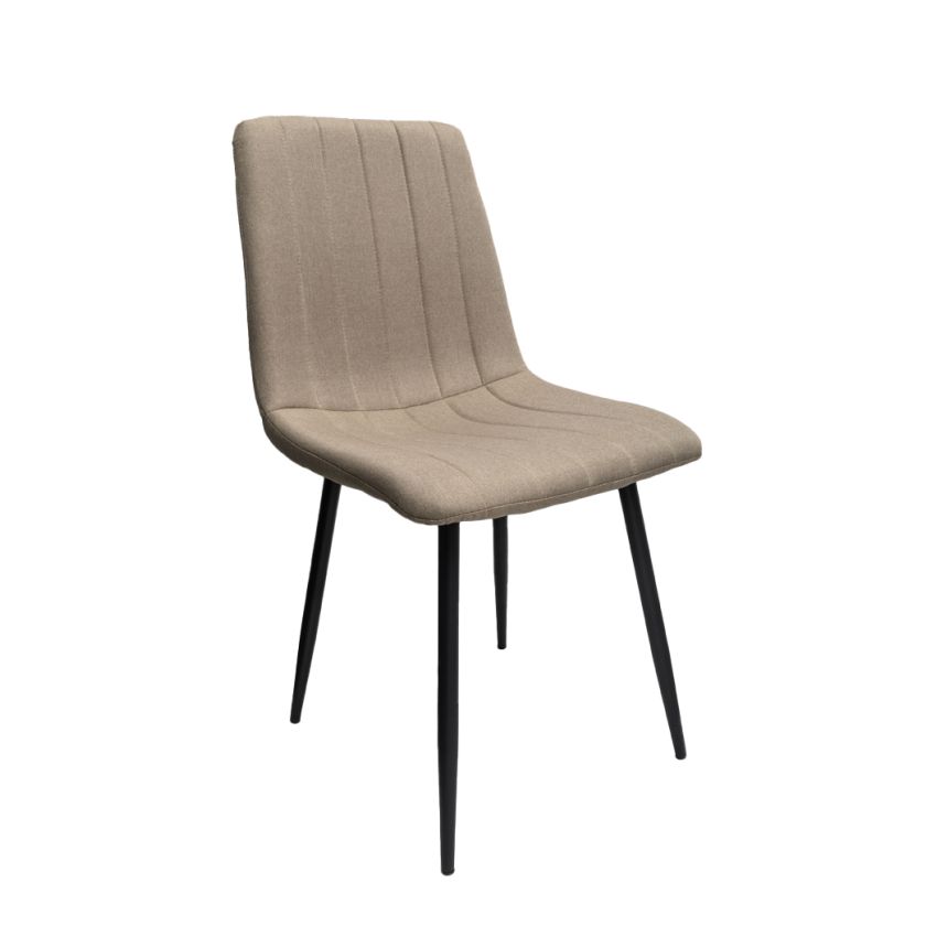 Set masa MBS-43 sticla, 150x80cm, cu 6 scaune tapitate bej