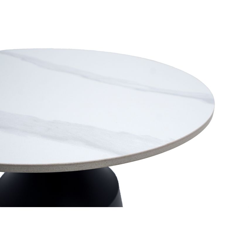 Masa cafea MC-147, 50x48.5 cm, alb/negru, piatra sinterizata