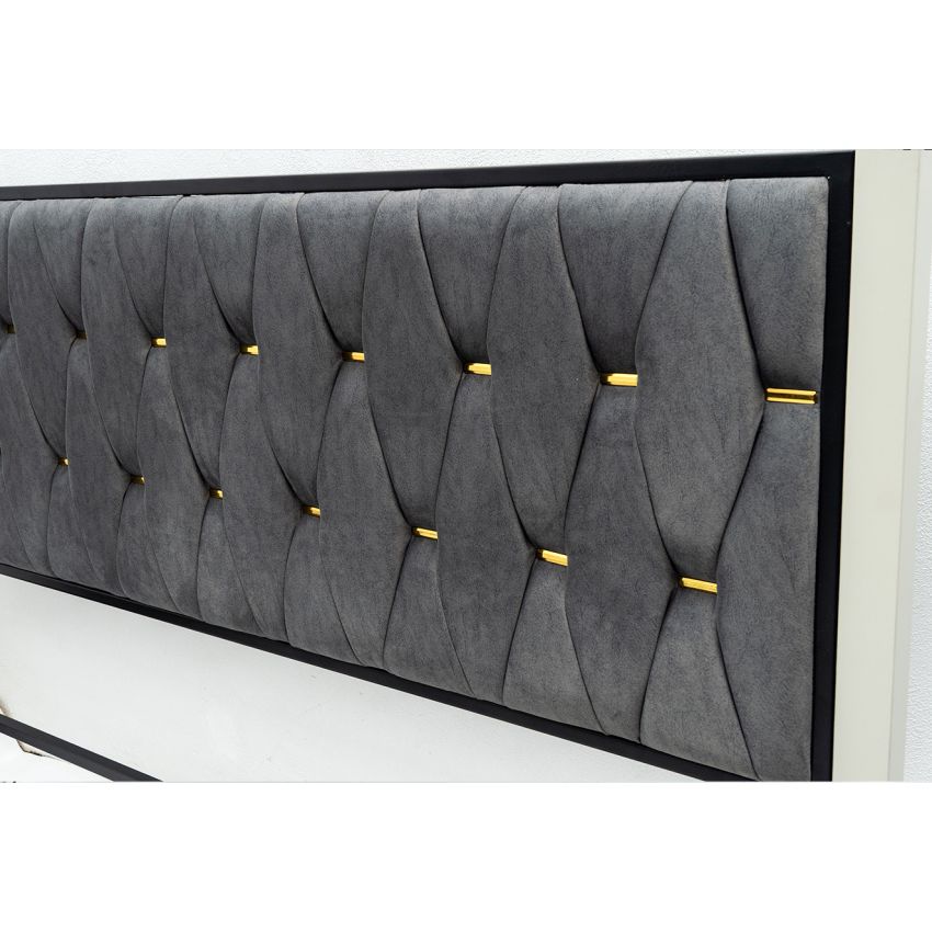 Pat 8888, 160x200 cm, tapitat, gri inchis