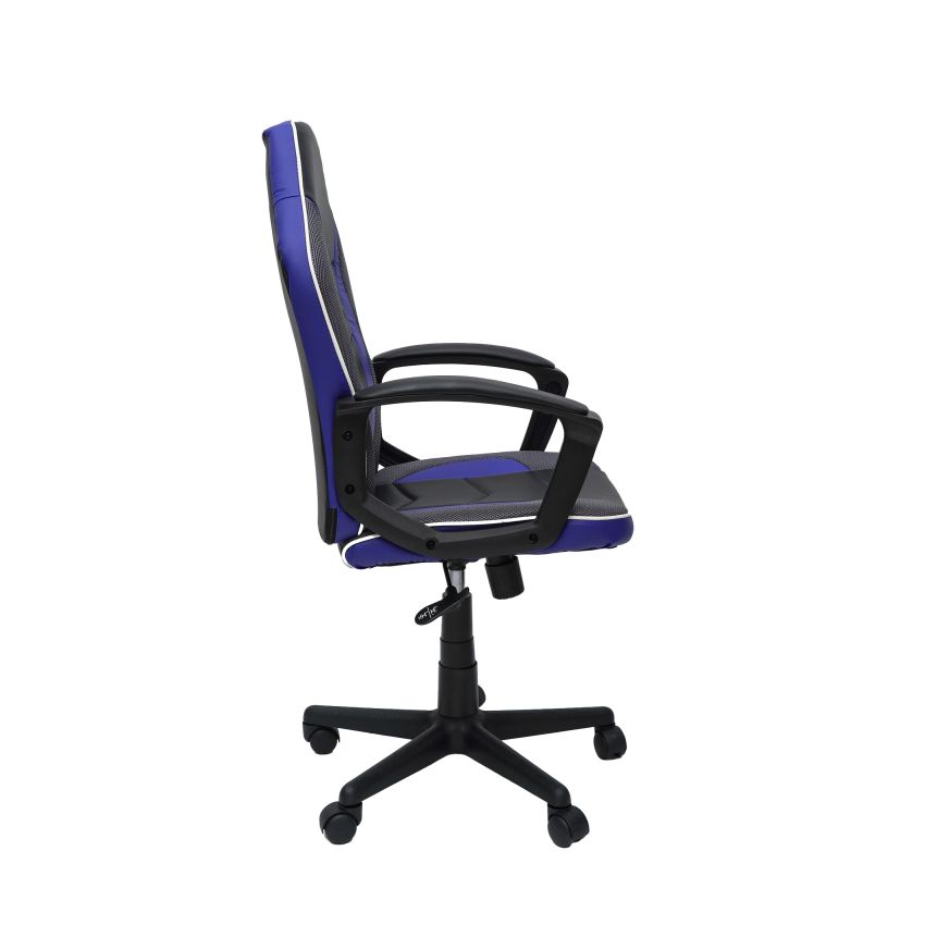 Scaun birou S-226, albastru/negru, piele ecologica/mesh textil