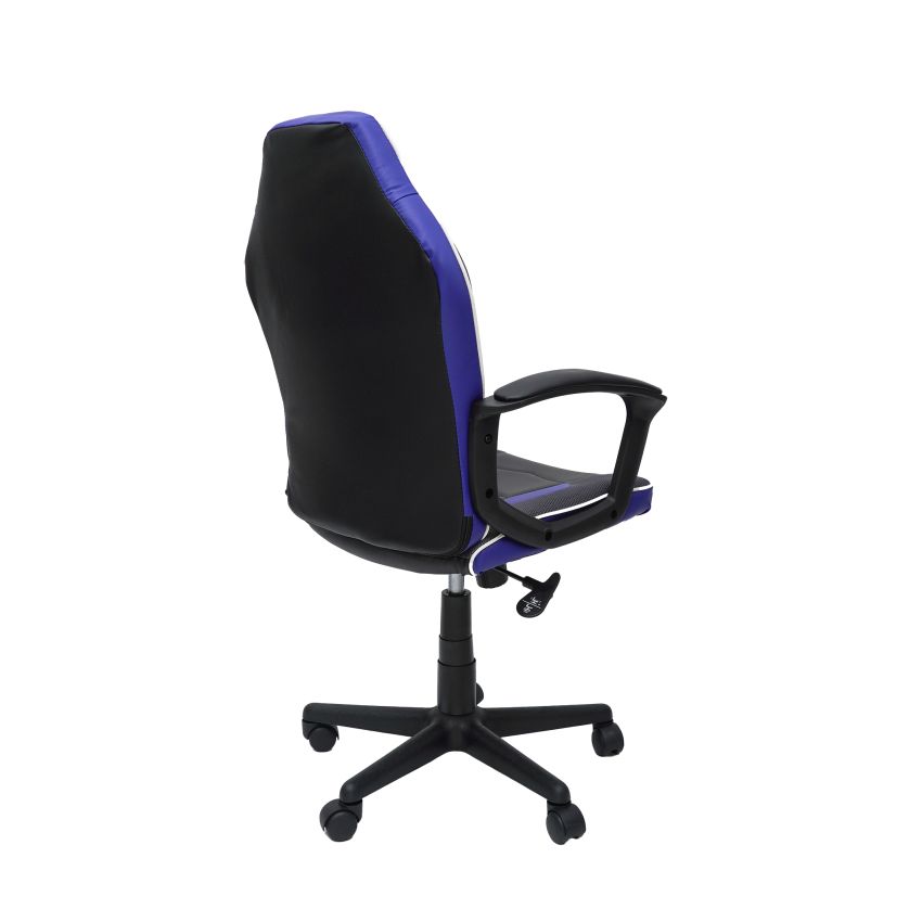 Scaun birou S-226, albastru/negru, piele ecologica/mesh textil