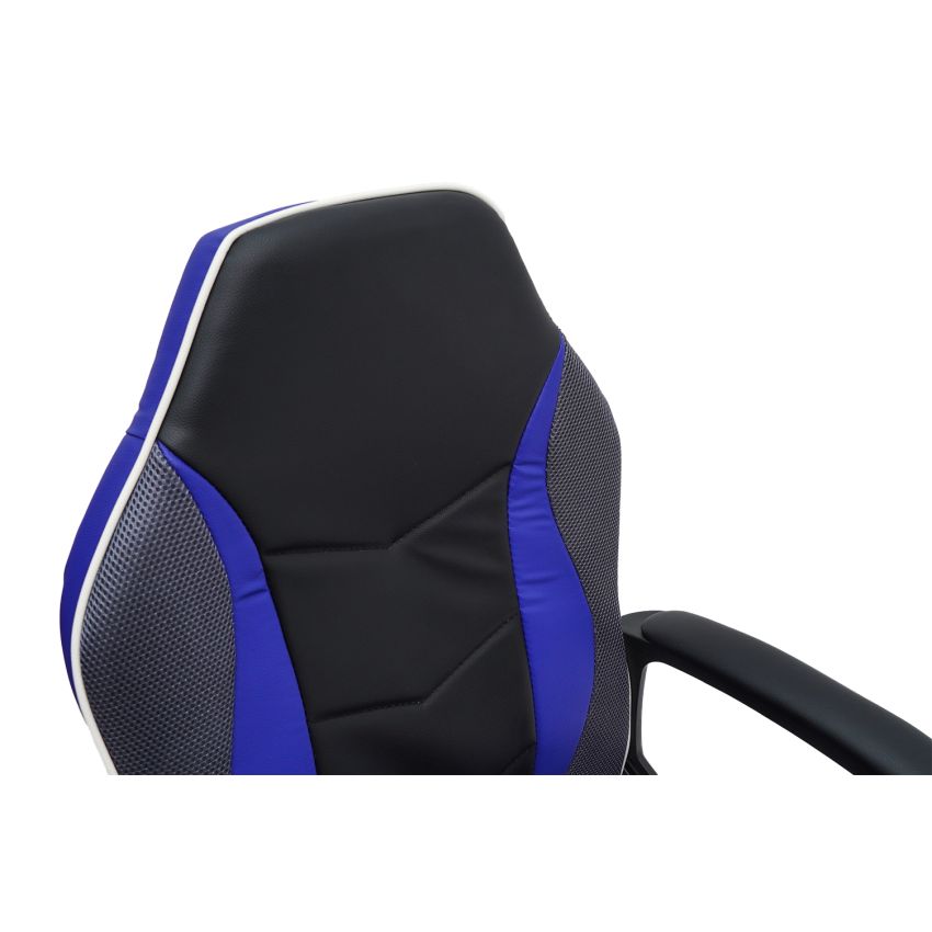 Scaun birou S-226, albastru/negru, piele ecologica/mesh textil