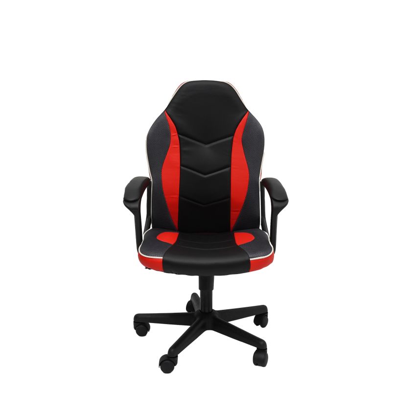 Scaun birou S-226, rosu/negru, piele ecologica/mesh textil