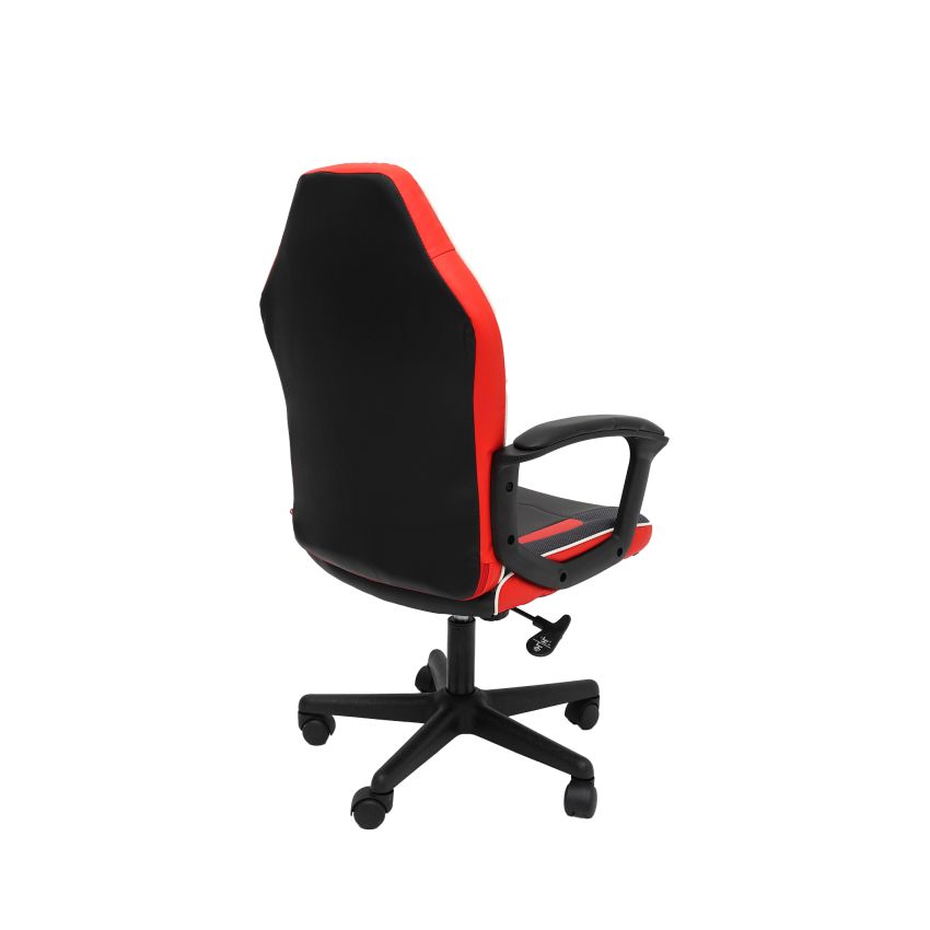 Scaun birou S-226, rosu/negru, piele ecologica/mesh textil