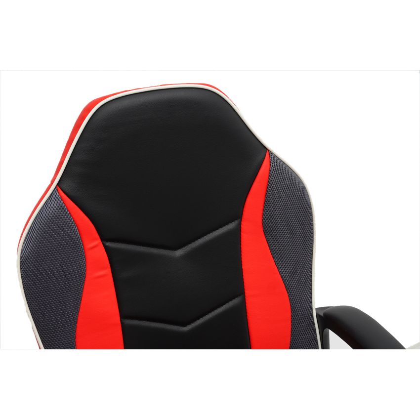 Scaun birou S-226, rosu/negru, piele ecologica/mesh textil