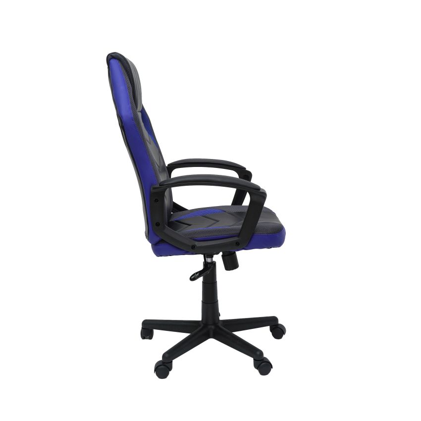 Scaun birou S-227, albastru/negru, piele ecologica/mesh textil