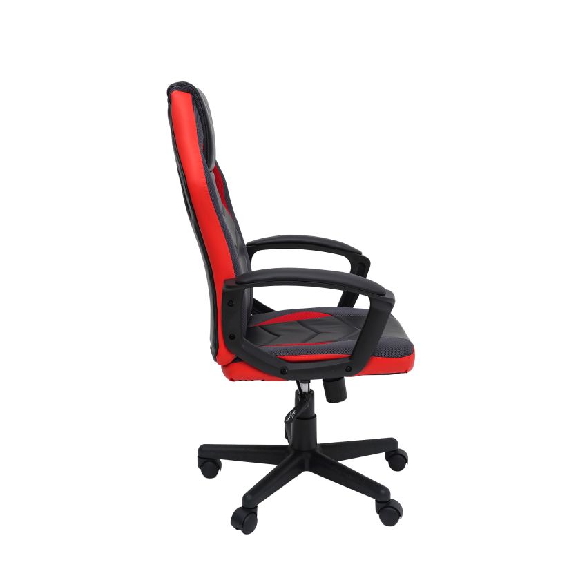 Scaun birou S-227, rosu/negru, piele ecologica/mesh textil