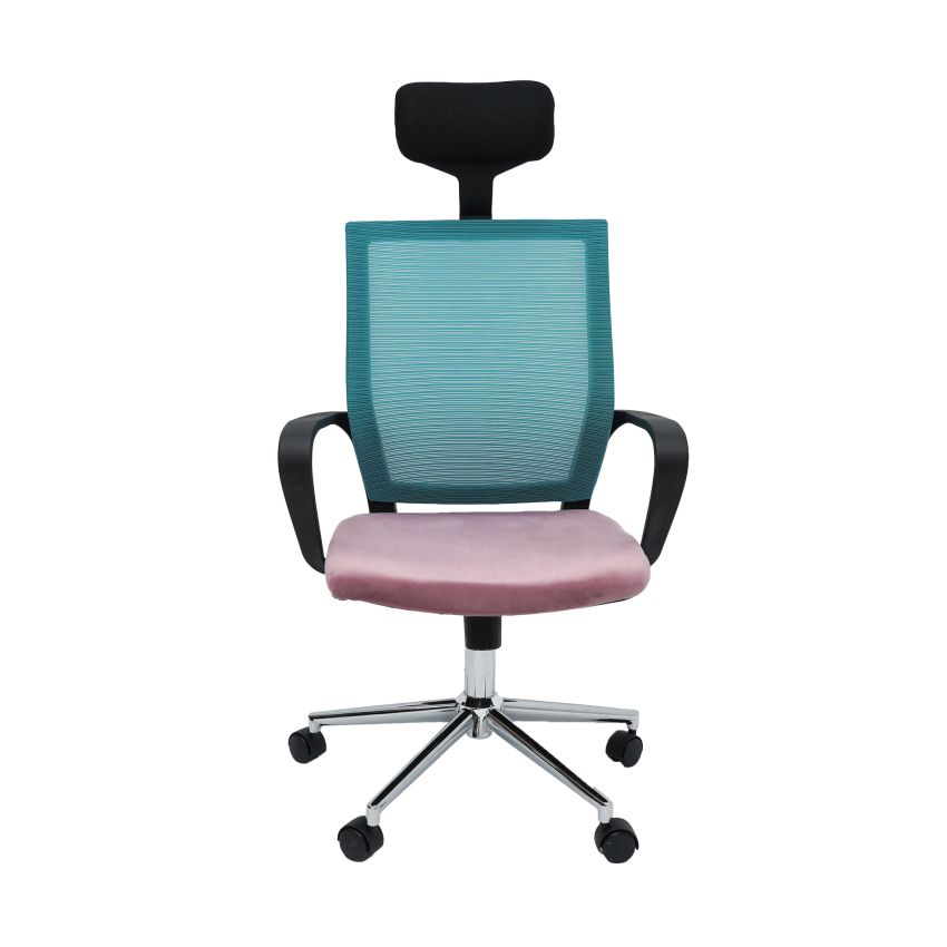 Scaun birou S-231, albastru/roz, mesh textil
