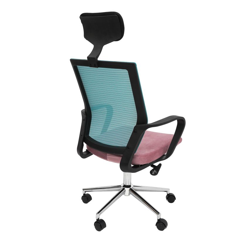 Scaun birou S-231, albastru/roz, mesh textil