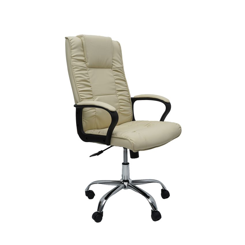 Scaun birou S-233, crem, piele ecologica