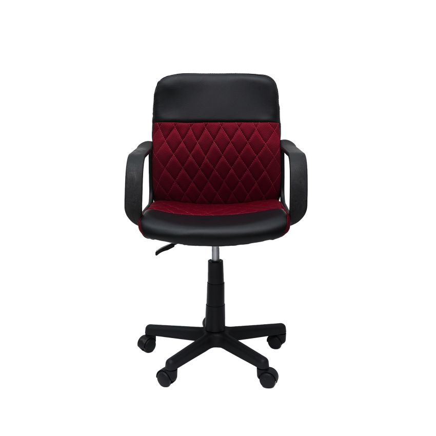 Scaun birou S-228, rosu/negru, piele ecologica/mesh textil