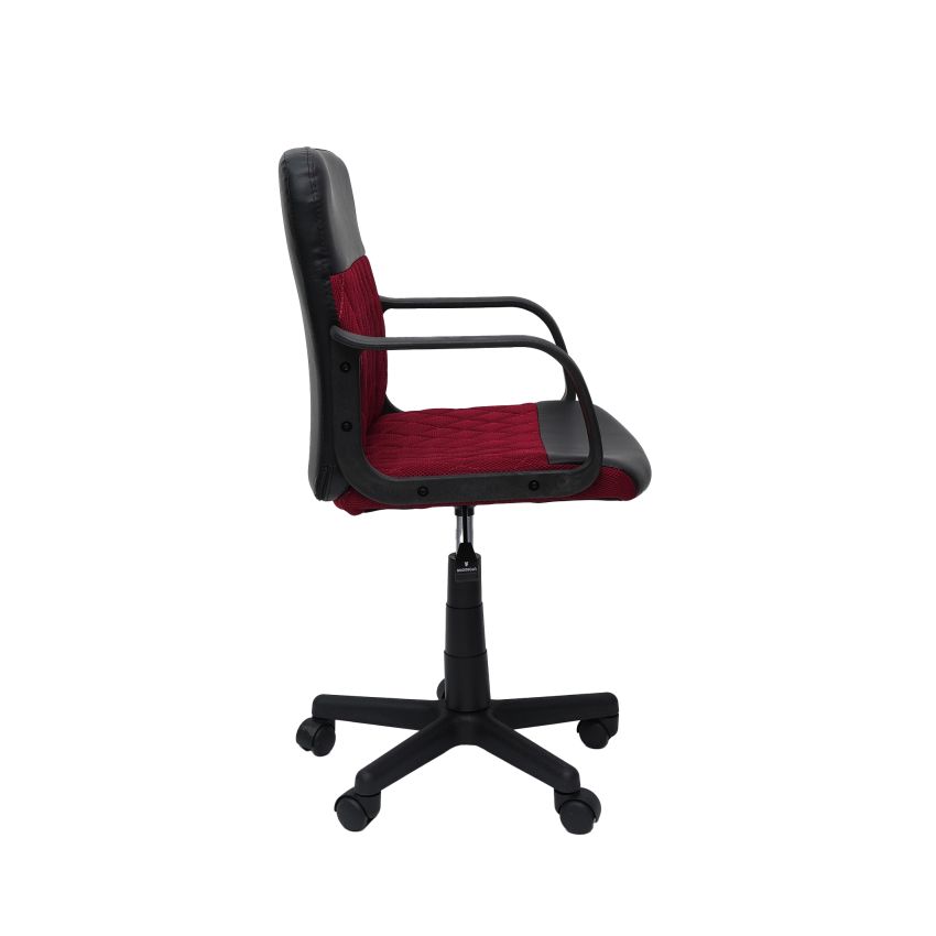 Scaun birou S-228, rosu/negru, piele ecologica/mesh textil