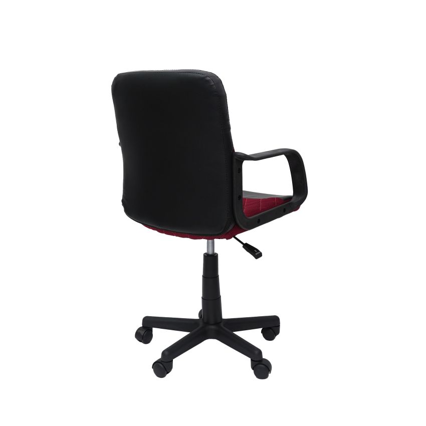 Scaun birou S-228, rosu/negru, piele ecologica/mesh textil