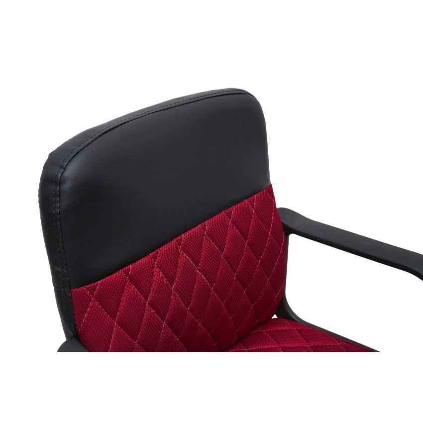 Scaun birou S-228, rosu/negru, piele ecologica/mesh textil