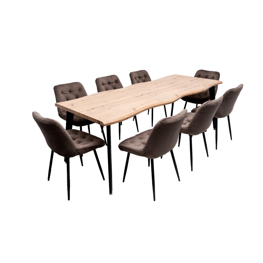 Set masa extensibila 160/220x90 cm MB-94, cu 8 scaune tapitate S-212 maro