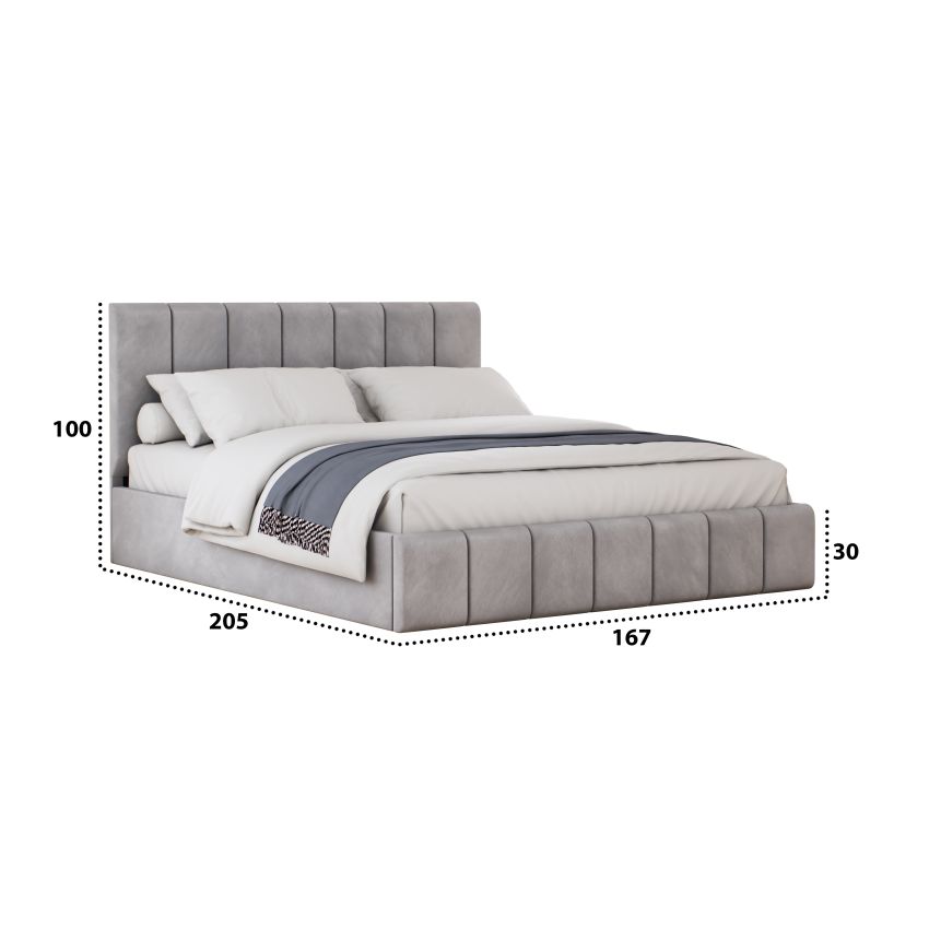 Set dormitor Cozy gri deschis, dulap Radu 180 cm Gri, cu oglinda