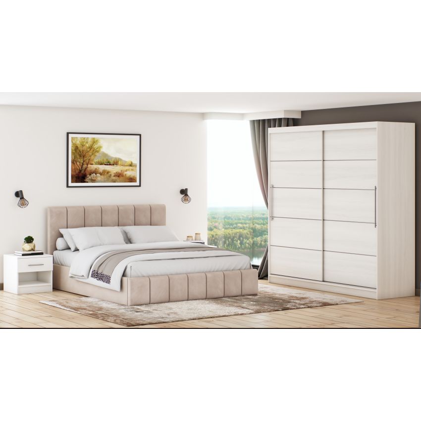 Set dormitor Cozy cappuccino, dulap Sara 200 cm Pin