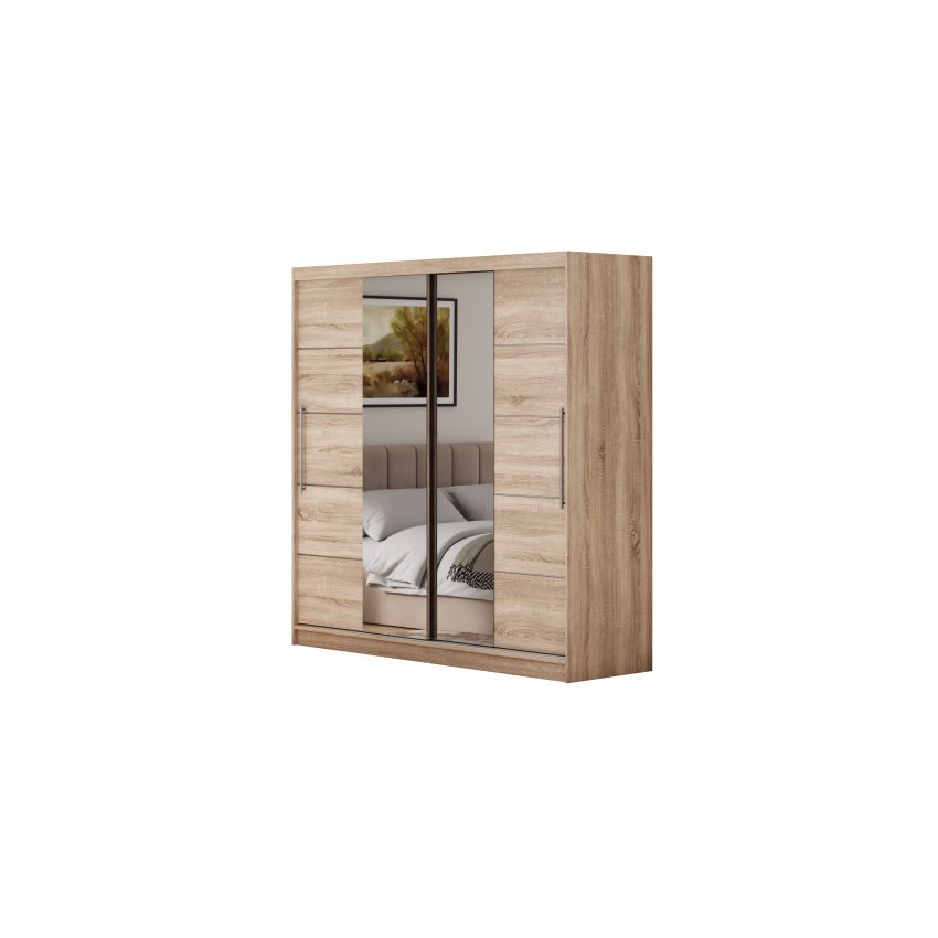 Set dormitor Cozy cappuccino, dulap Radu 180 cm Sonoma, cu oglinda