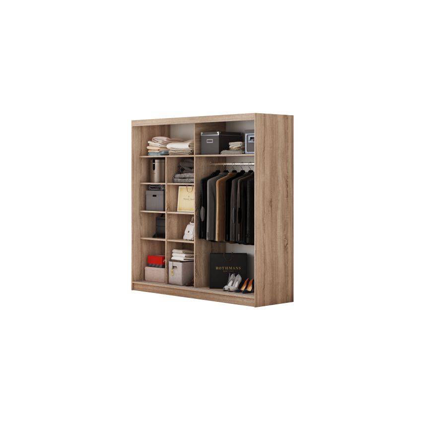 Set dormitor Cozy cappuccino, dulap Radu 180 cm Sonoma, cu oglinda