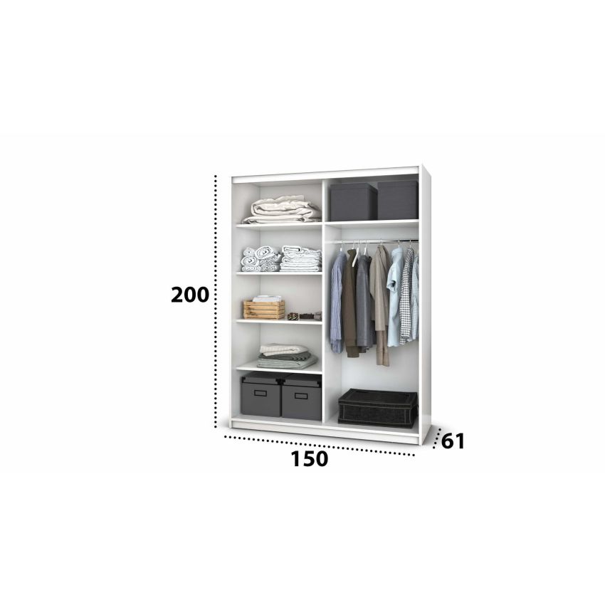 Dressing Gabriel cu oglinda, 150x200x61 cm, gri