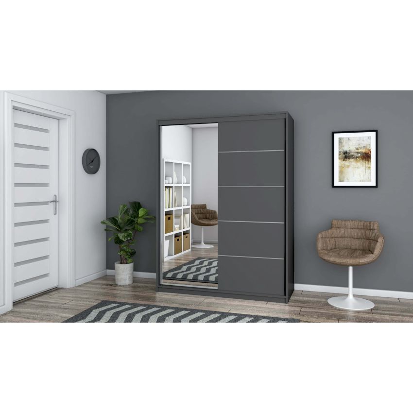 Dressing Gabriel cu oglinda, 150x200x61 cm, gri