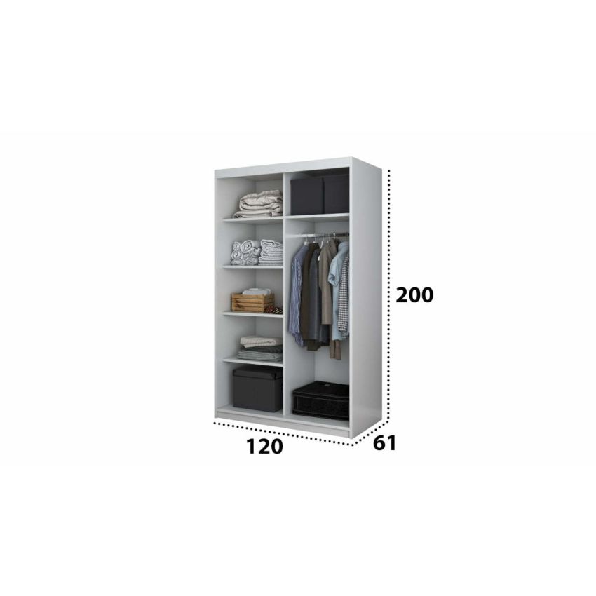 Dressing Teo cu oglinda, gri, 120x200x61 cm