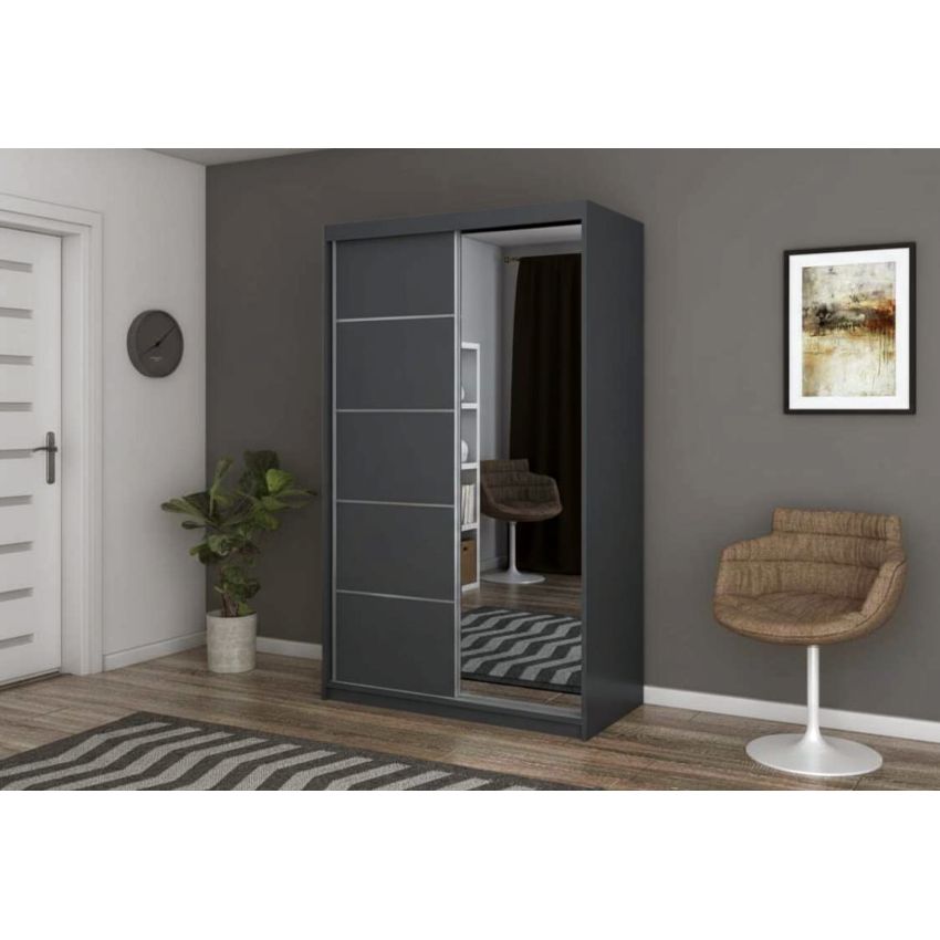 Dressing Teo cu oglinda, alb, 120x200x61 cm