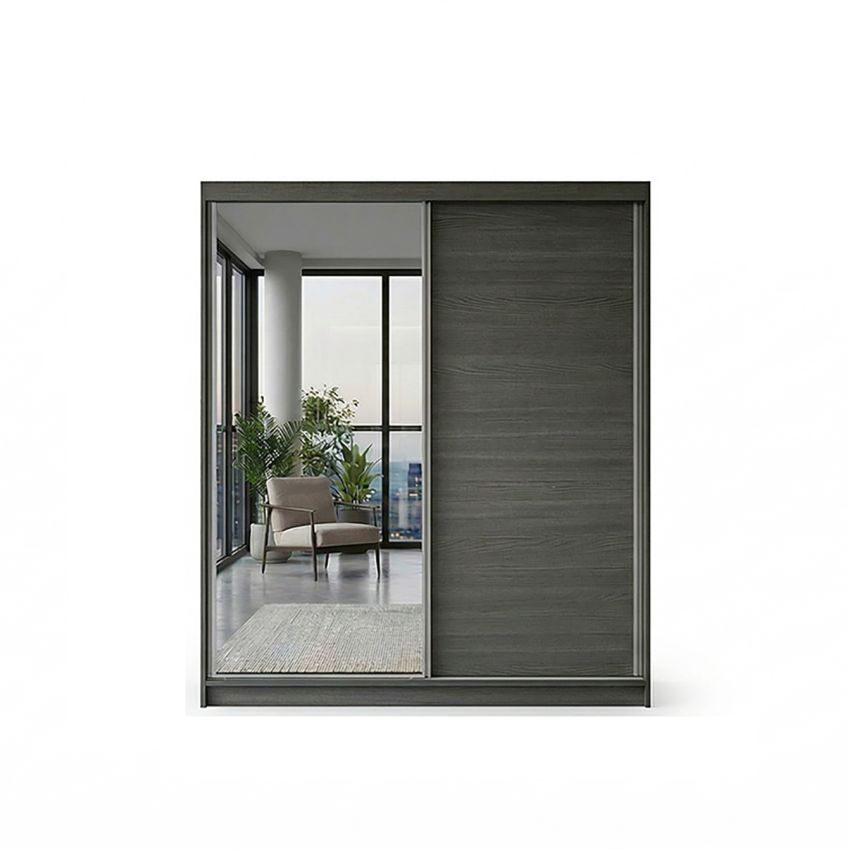 Dressing Ina, cu oglinda, 150x200x60 cm, Stejar Gri