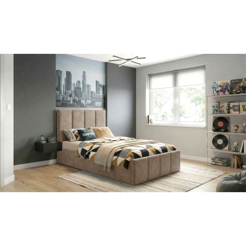 Pat Cozy, 90x200 cm, galben, suport saltea din PAL