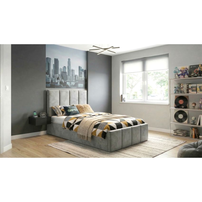 Pat Cozy, 90x200 cm, galben, suport saltea din PAL