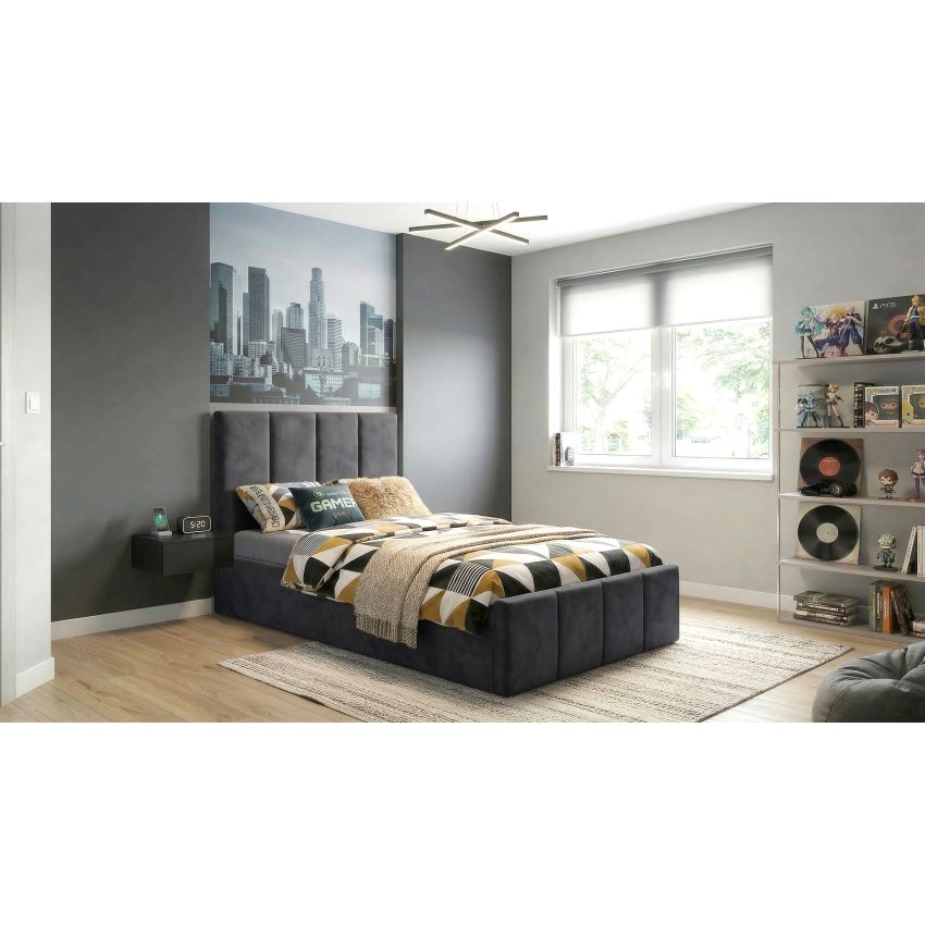 Pat Cozy, 90x200 cm, galben, suport saltea din PAL