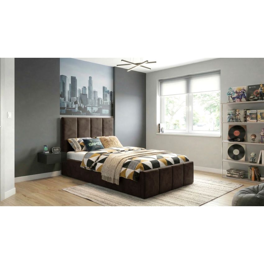 Pat Cozy, 90x200 cm, galben, suport saltea din PAL