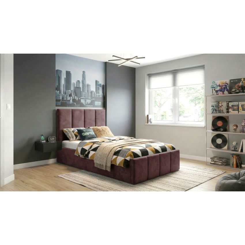 Pat Cozy, 90x200 cm, galben, suport saltea din PAL