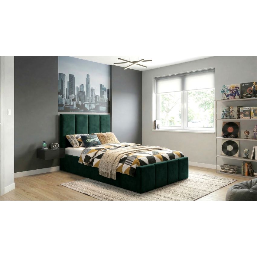 Pat Cozy, 90x200 cm, galben, suport saltea din PAL